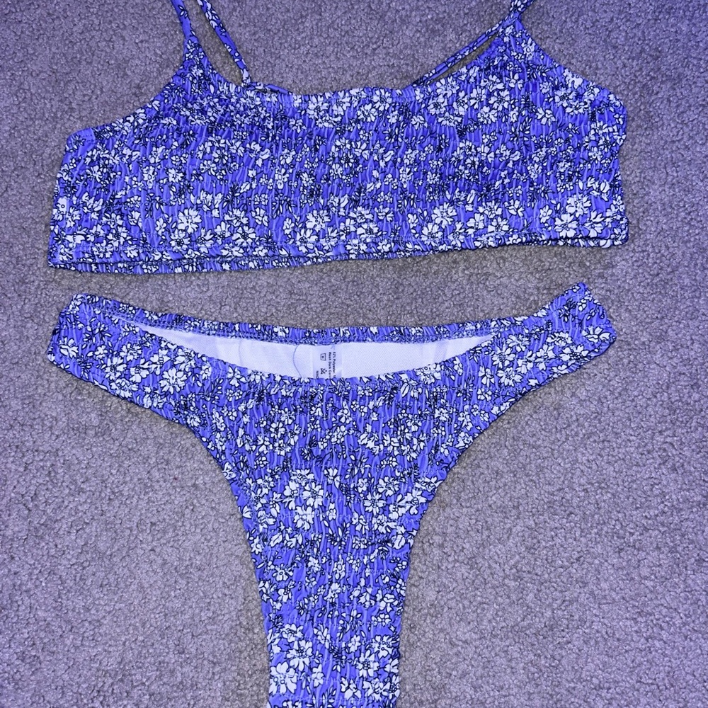 purple flower bikini set
